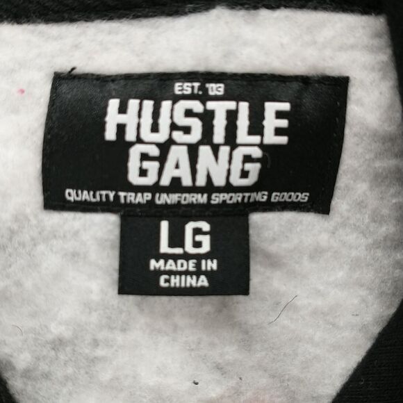 Hustle Gang Industrial Men's Pullover Hoodie Large Multi Fair Isle Elbow Patch - Picture 11 of 15